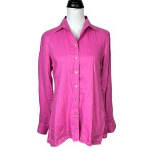Paperwhite | Light Purple 100% Linen Button Up Long Sleeve Shirt Blouse